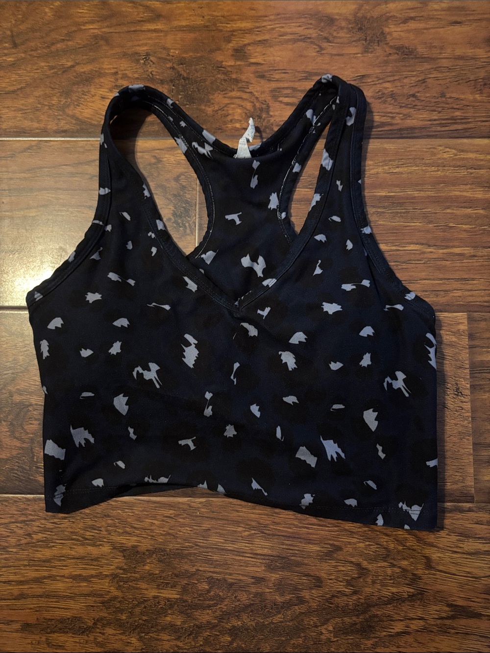 Sage Black Sports Bra with White Star Print